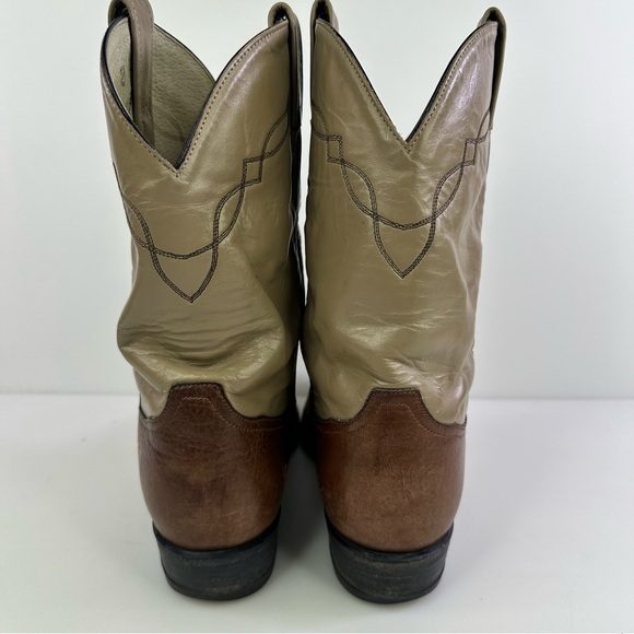 Tony Lama Men's Brown Beige Western Boots - Size 9 EE - Picture 6 of 8